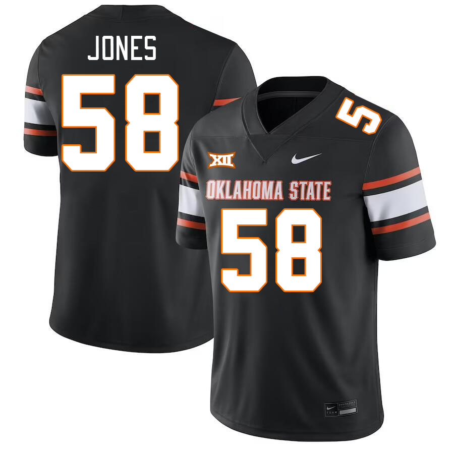 Men #58 Kaden Jones Oklahoma State Cowboys College Football Jerseys Stitched-Black